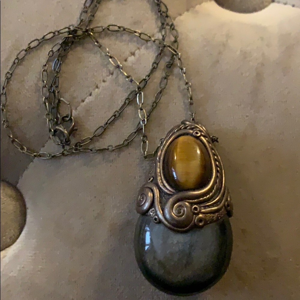 Gorgeous obsidian and tiger eye necklace - Picture 2 of 5